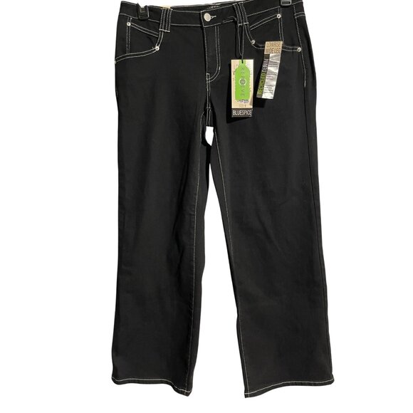 Blue Spice Low Rise Wide Leg Dad Jeans Womens JR Size 9 Black Sustainable Boho - Picture 1 of 12